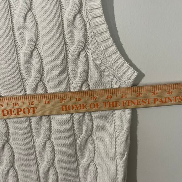 Levi’s Women’s Agi Sweater Vest M White Wool Blend Cable Knit Preppy Academia - Picture 4 of 8